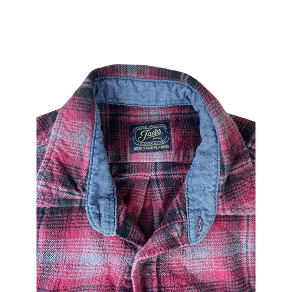 JACHS Heritage Flannel Mens XL Shirt Red Gray Plaid Button Up Long Sleeve Casual - Picture 7 of 13